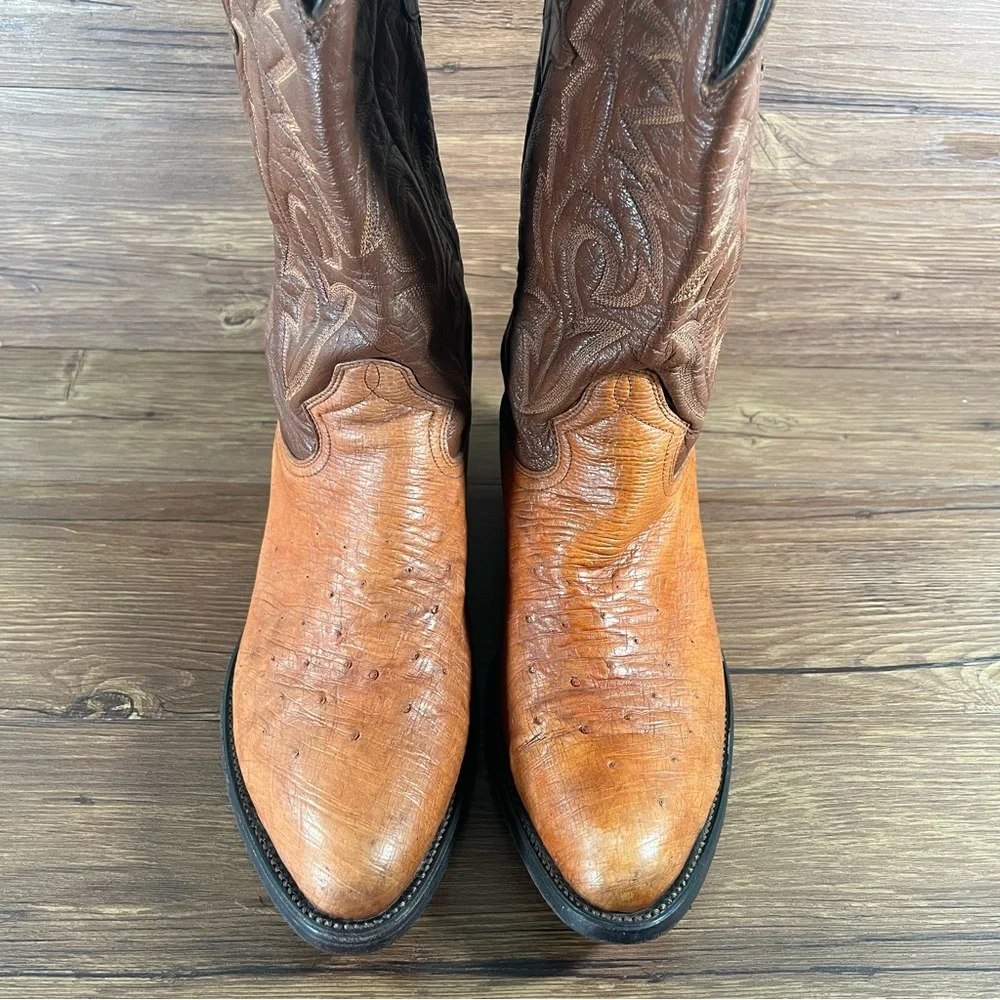 Montana Ostritch Leather Cowboy Boots Men’s Size 9E Shoes‎ Western